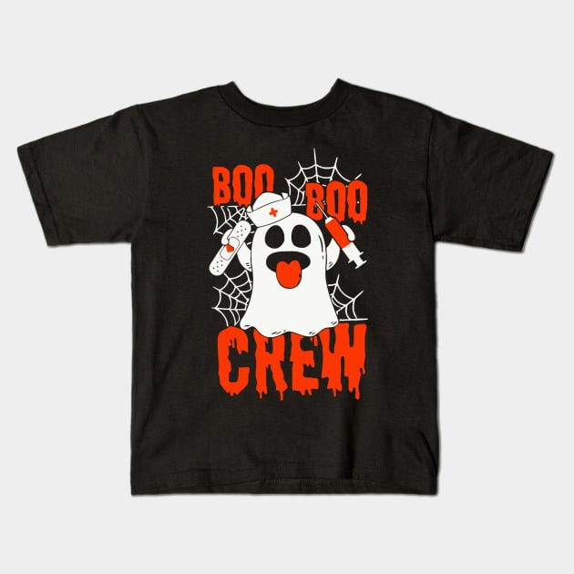 Boo Boo Crew Nurse Ghost Funny Halloween Kids T-Shirt by LEMOUS TEES